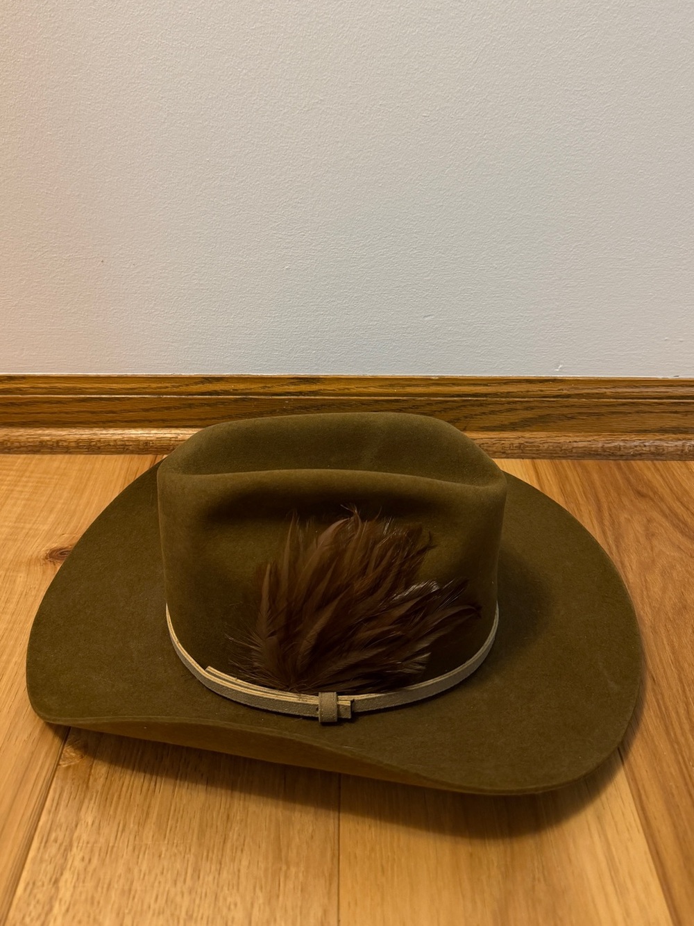 Stetson Cowboy Hat, Size 7 with leather band and Feather Trim - Kemosabe Style!